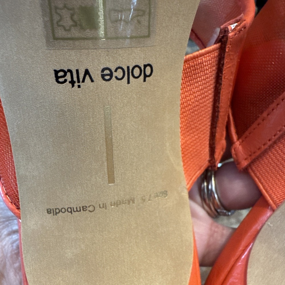 Dolce Vita Womens Sandals Orange Mesh Open-Toe Slide Square Toe Size 7.5 #226 - Picture 9 of 16